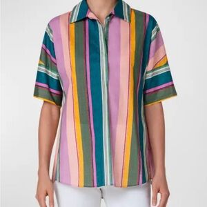 Akris Chair Striped Cotton Blouse - Sun-Multicolor NWOT Size 8